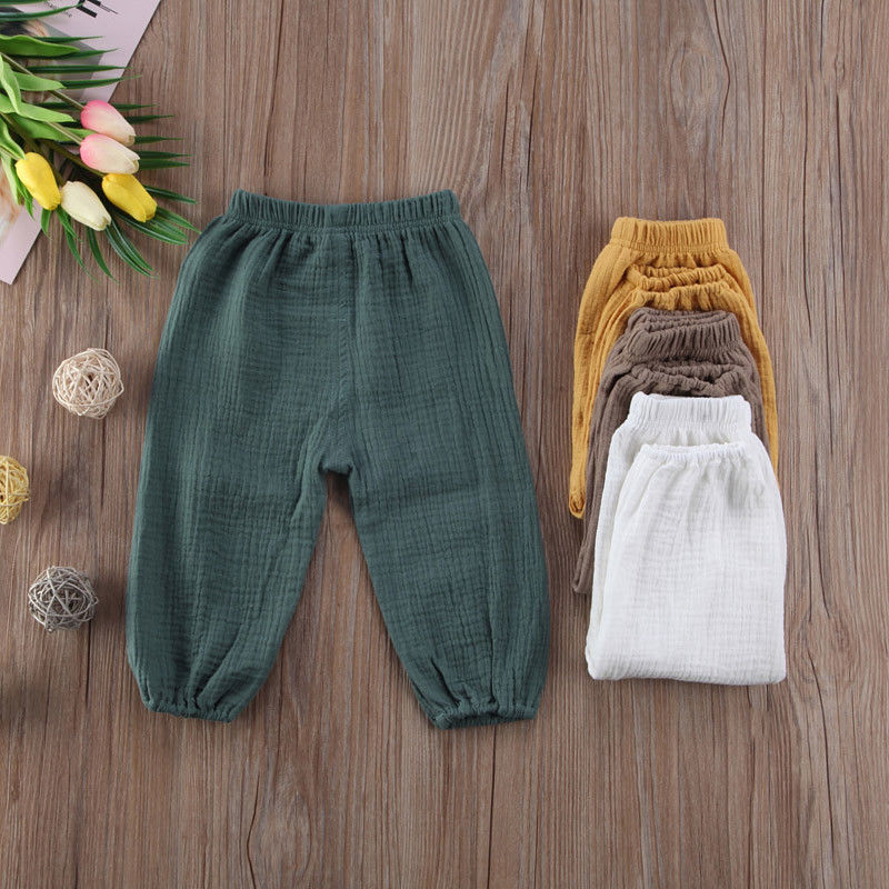 Wrinkled Cotton Vintage Bloomers Kids Baby Bottoms Trousers Legging Pants 4 colors - ebowsos