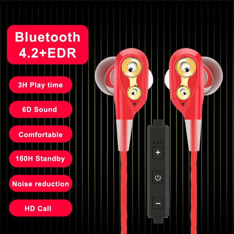 XT-21 Bluetooth Earphone Double Moving Coils Quad Core Earnuds Mini Surround Sound Stereo Headset Headphone For iPhone all Phone - ebowsos