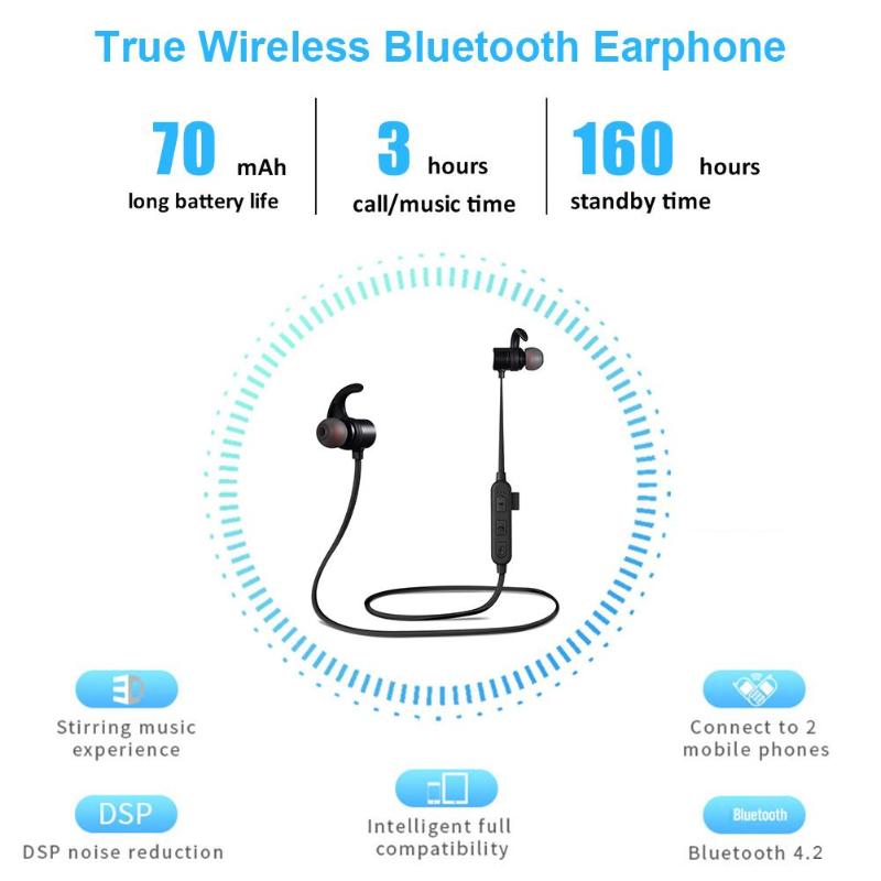 XT-5 Bluetooth Earphone Sport Wireless Headphone Bluetooth Headset Handsfree Earbuds with Mic for huawei Xiaomi Samsung Hot - ebowsos