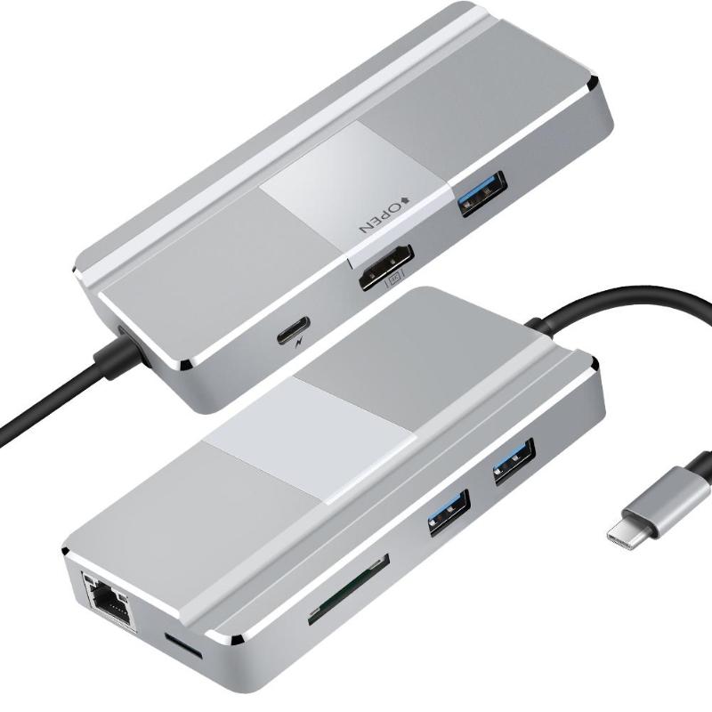 YC217 7 in 1 USB Hub Type C to HDMI USB 3.0 RJ45 TF Card Reader Adapter for MacBook Huawei P20 Pro High Quality USB Hub Hot Sale - ebowsos
