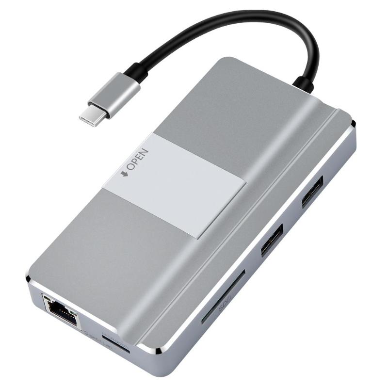 YC217 7 in 1 USB Hub Type C to HDMI USB 3.0 RJ45 TF Card Reader Adapter for MacBook Huawei P20 Pro High Quality USB Hub Hot Sale - ebowsos