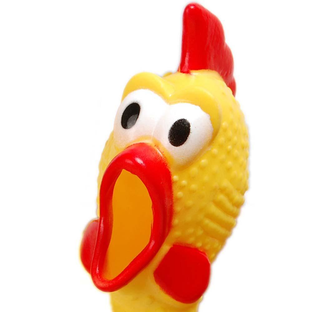 Yellow Rubber Chicken Pet Squeeze Sound Toys Squawking Screaming Shrilling Rubber Chicken Dog Puppy Chew Squeak Toy Kids Gift-ebowsos