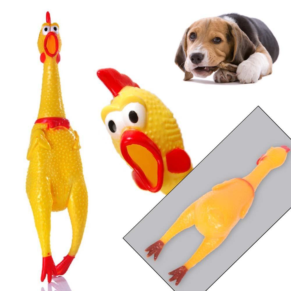 Yellow Rubber Chicken Pet Squeeze Sound Toys Squawking Screaming Shrilling Rubber Chicken Dog Puppy Chew Squeak Toy Kids Gift-ebowsos