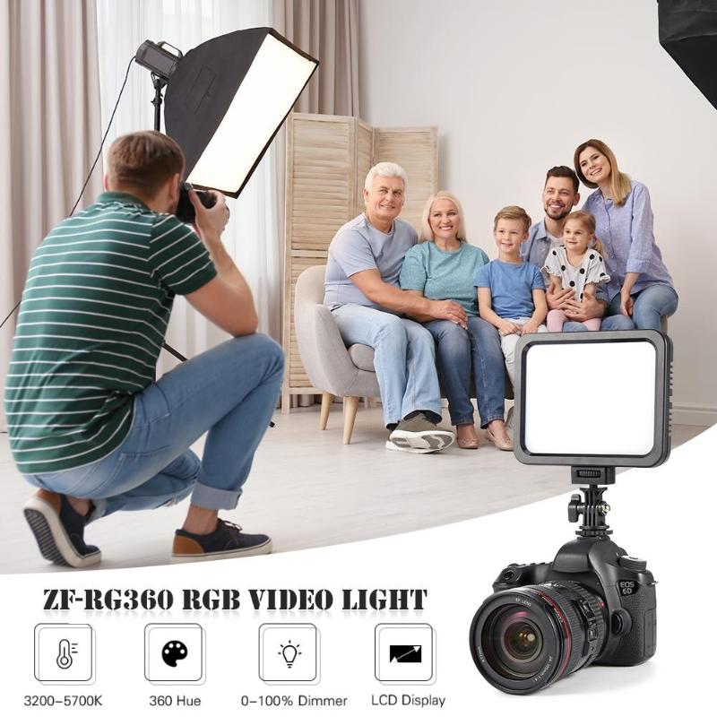 ZF-RG360 Color Video Light RGB Photography Lighting Dimmable Fill 360 Colors 3200K-5700K Camera Light High Qulaity - ebowsos