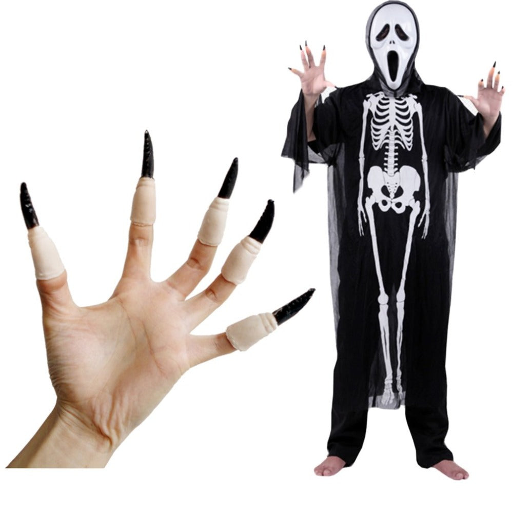 Zombie Fake Fingers Witch Nail Set Cover Halloween Prop Party Decoration Witch Ghost Nail Sets False Finger Nail - ebowsos