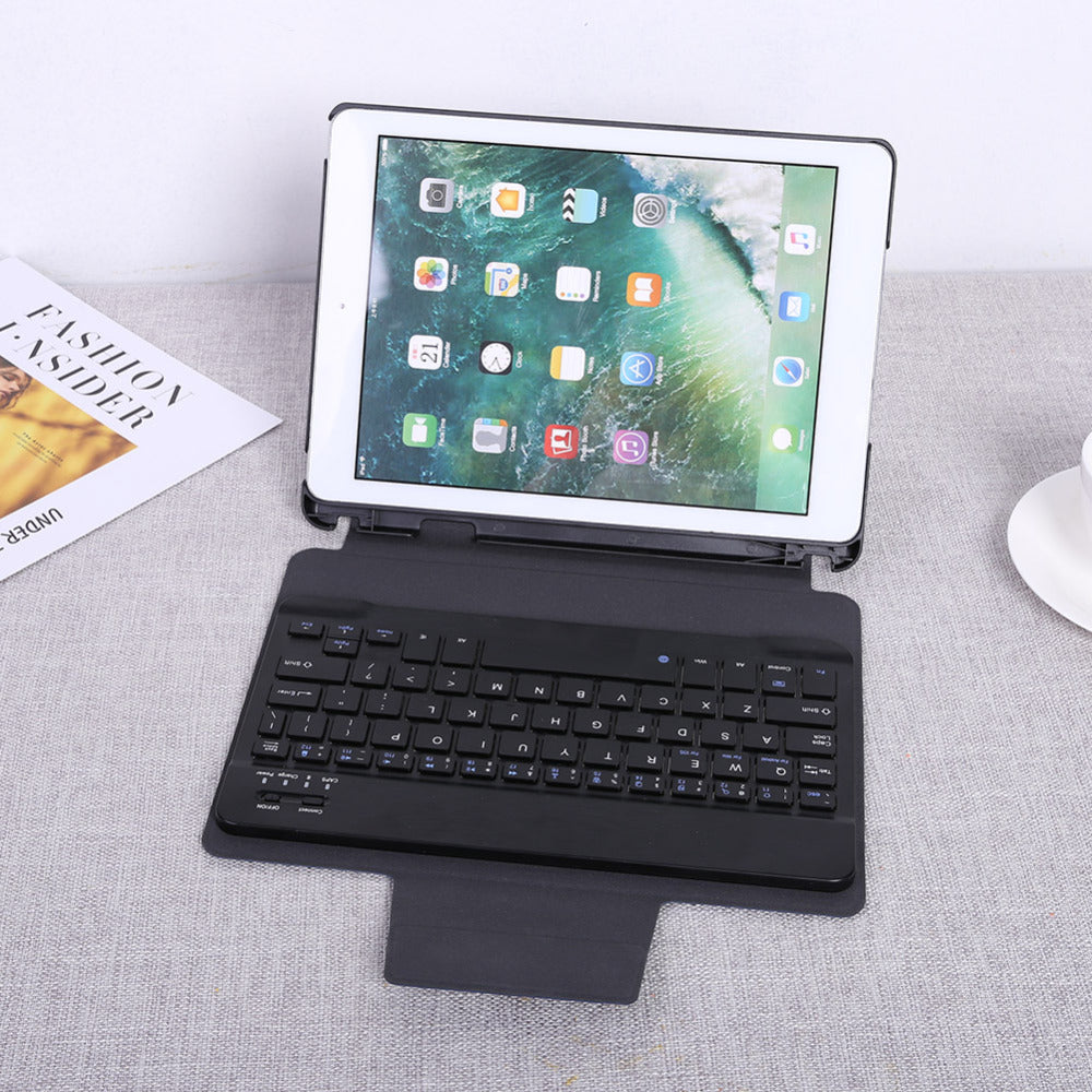 for iPad 9.7 2018/2017 Protective Leather Case Split Bluetooth Keyboard Case Protective Stand Cover Holder with Pen Slot - ebowsos