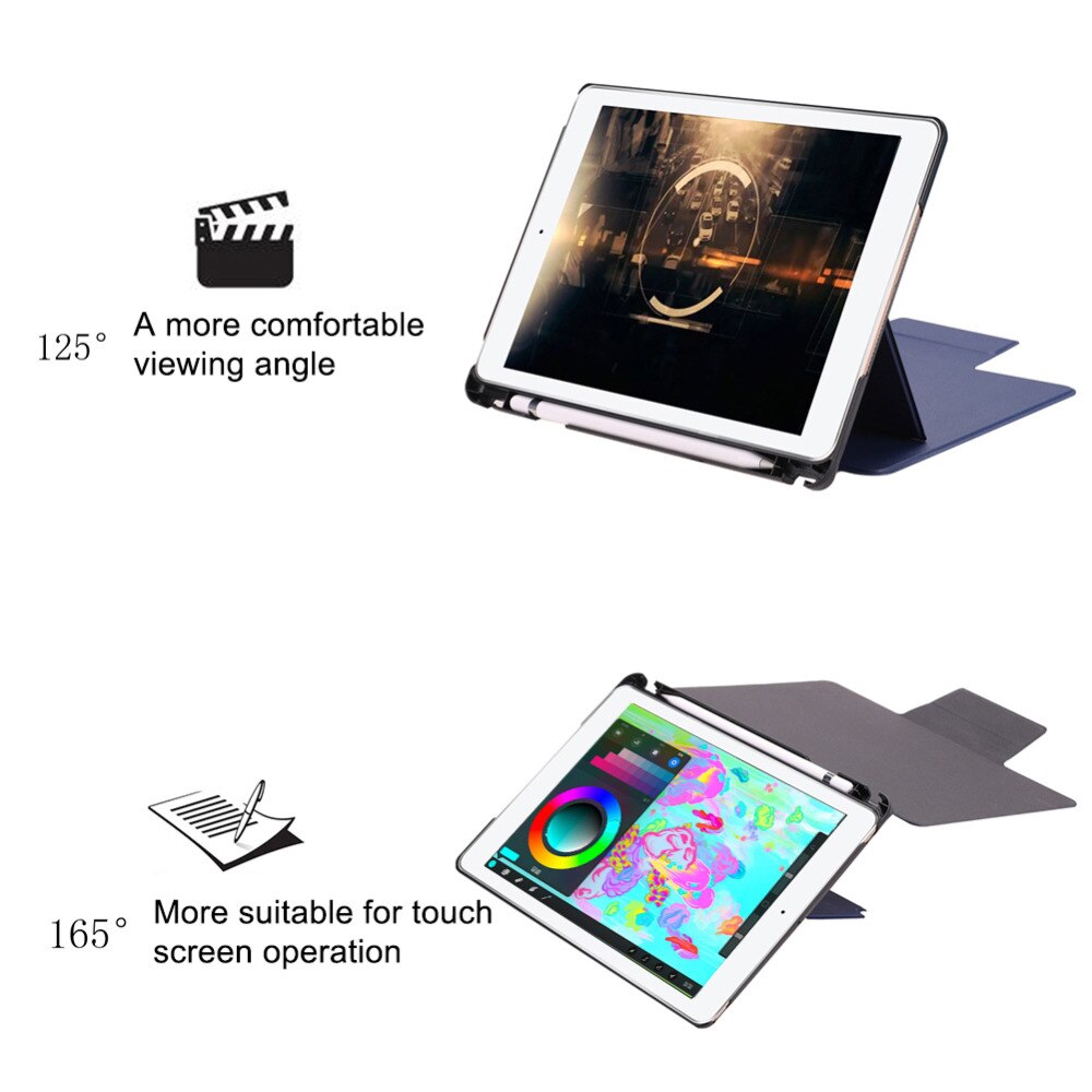 for iPad 9.7 2018/2017 Protective Leather Case Split Bluetooth Keyboard Case Protective Stand Cover Holder with Pen Slot - ebowsos