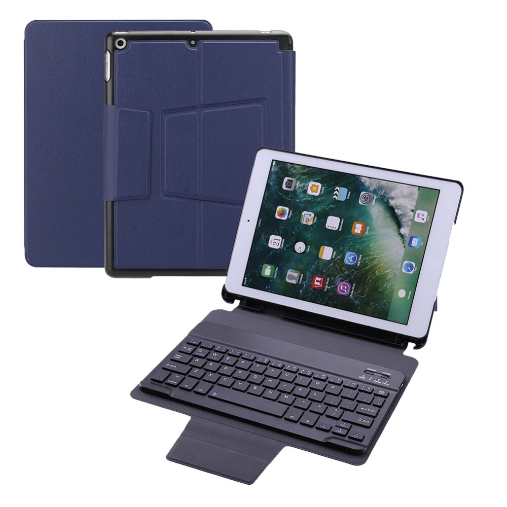 for iPad 9.7 2018/2017 Protective Leather Case Split Bluetooth Keyboard Case Protective Stand Cover Holder with Pen Slot - ebowsos