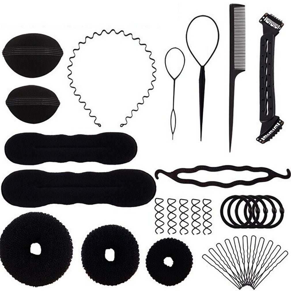 hair Beauty suits 15pcs girls hairstyles tools hair ropes clips hairpins various models fashion curlers - ebowsos