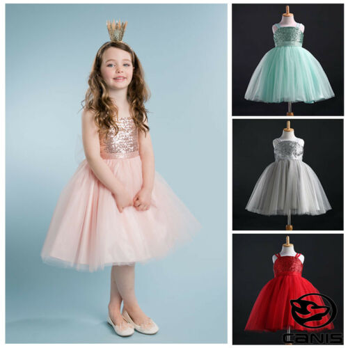 high quality Dress Baby Girls Kids Sequins Party Dress Pageant Wedding Dresses Gown - ebowsos