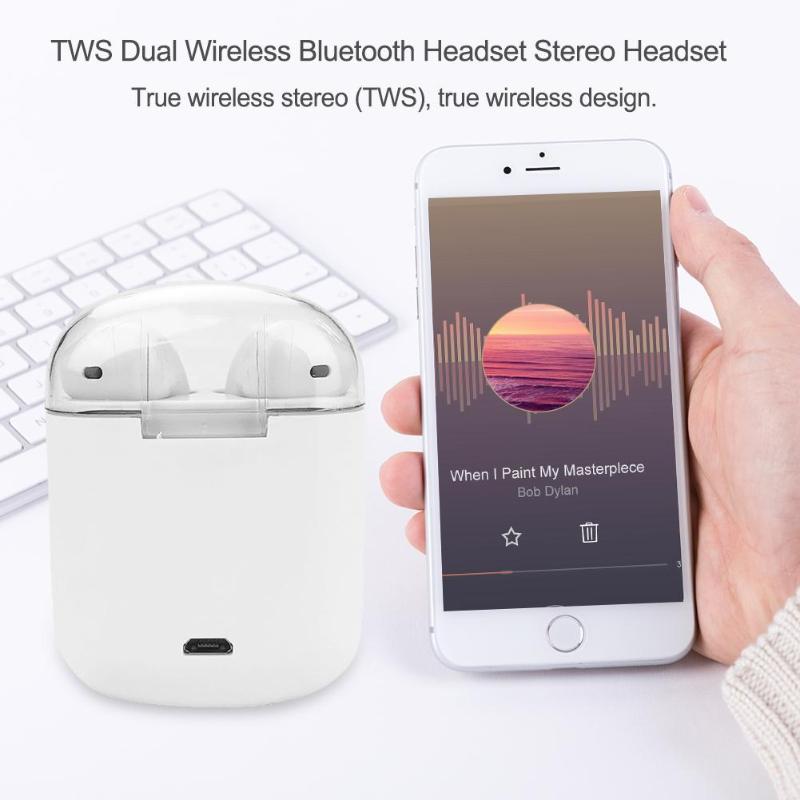 i7S TWS Dual Wireless Bluetooth Headset Stereo Headphones Earbuds Mini Earphone with Charging Box Bluetooth Earphone Promotion - ebowsos