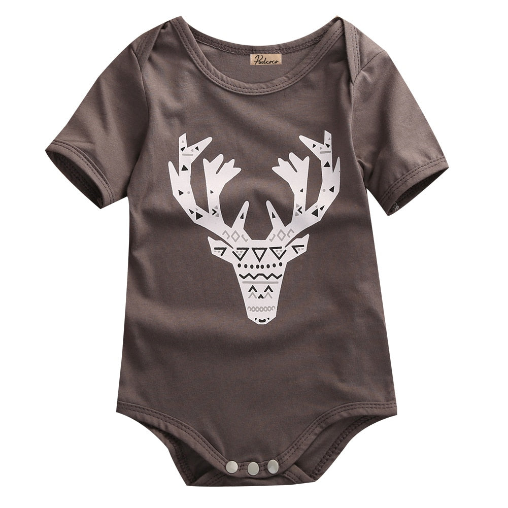 newborn baby Short Sleeve bodysuits  Jumpsuit Clothes  suit skin deer pajamas outfit 0 - 24m - ebowsos