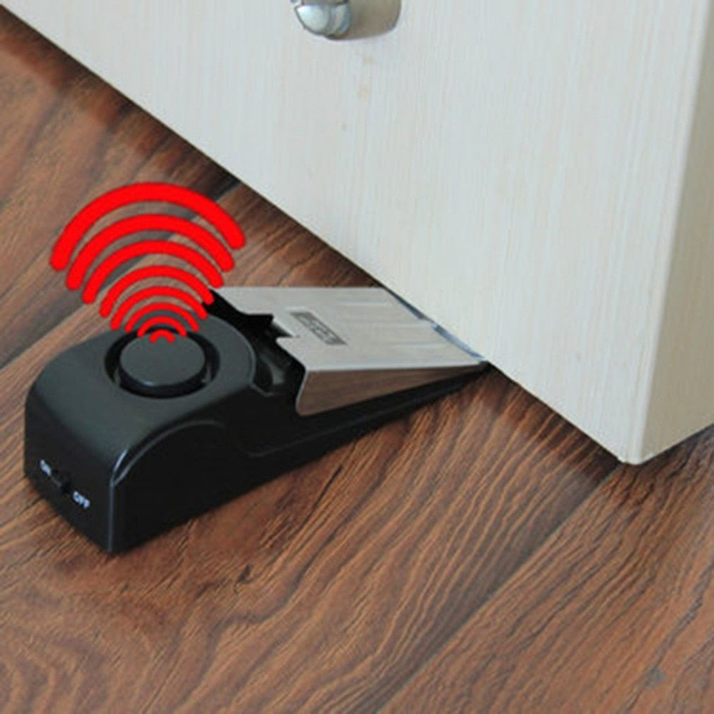 Mini Wireless Vibration Alarm 120dB Door Stop Alarm for home Wedge Shaped Stopper Alert Security System Block Blocking System - ebowsos