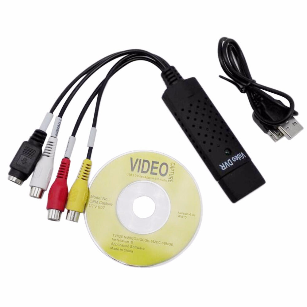 Easycap USB 2.0 Easy Cap Video TV DVD VHS DVR Capture Adapter Easier Cap USB Video Capture Device support Win10 - ebowsos